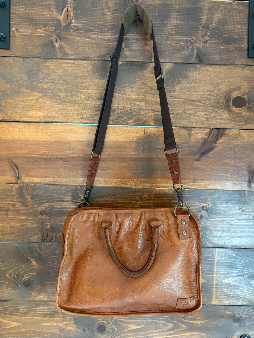 Will Leather Goods Hank Double Zip Briefcase with detachable shoulder strap